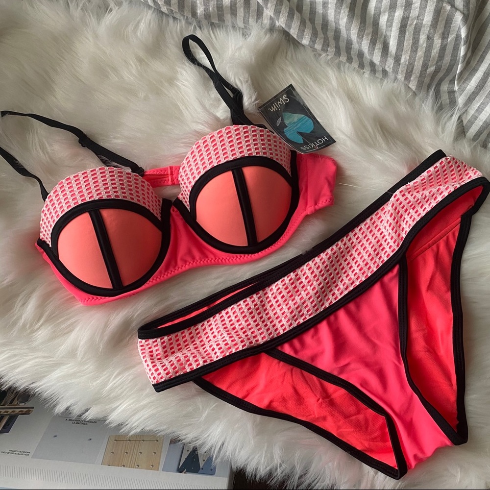 Coral bikini set swimsuit set